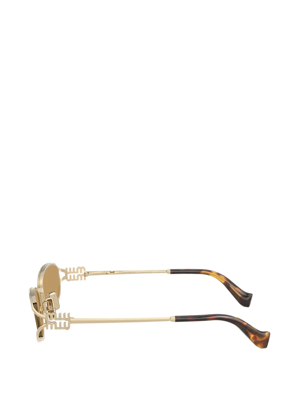 Miu Eyewear Zonnebril met ovaal montuur en logo Goud