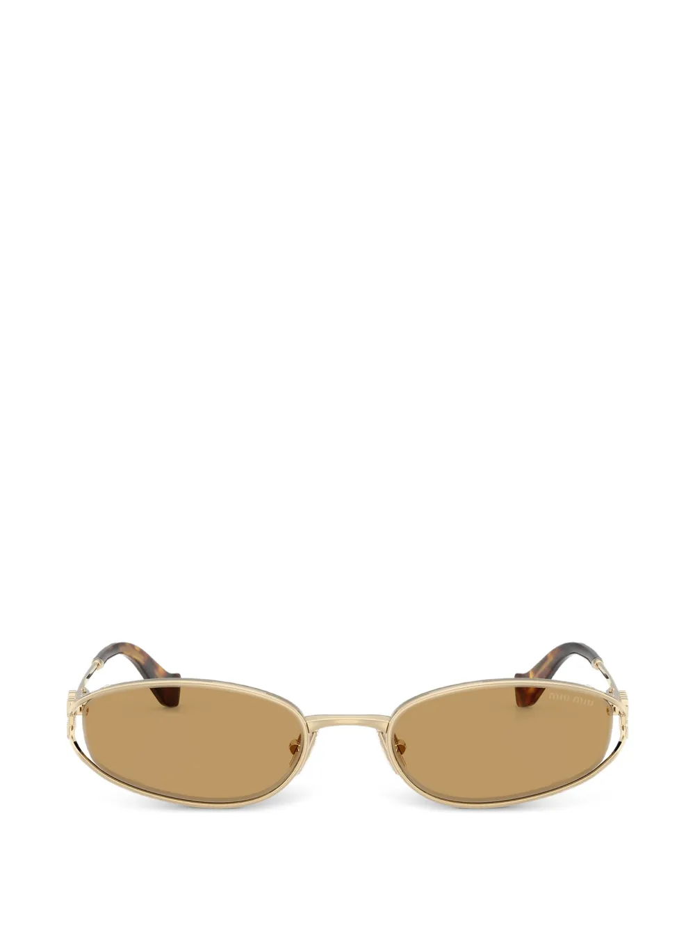 Miu Eyewear Zonnebril met ovaal montuur en logo Goud