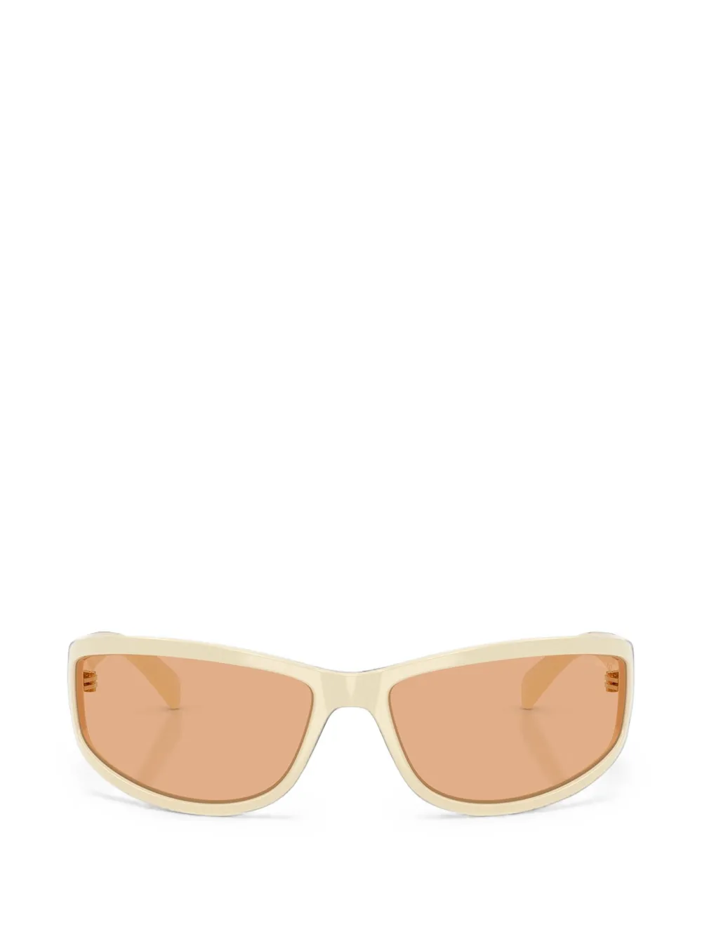 Miu Eyewear Zonnebril met rechthoekig montuur en logo-reliëf Geel