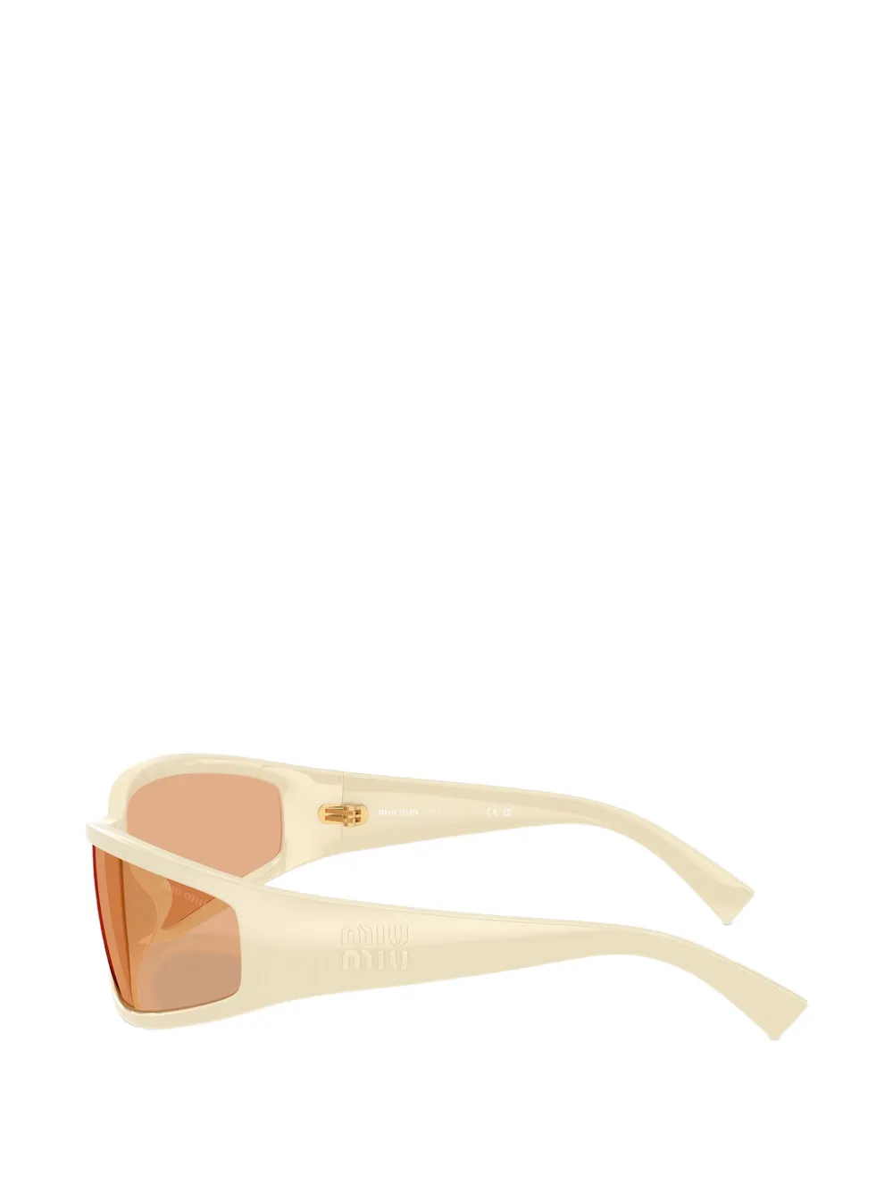 Miu Eyewear Zonnebril met rechthoekig montuur en logo-reliëf Geel