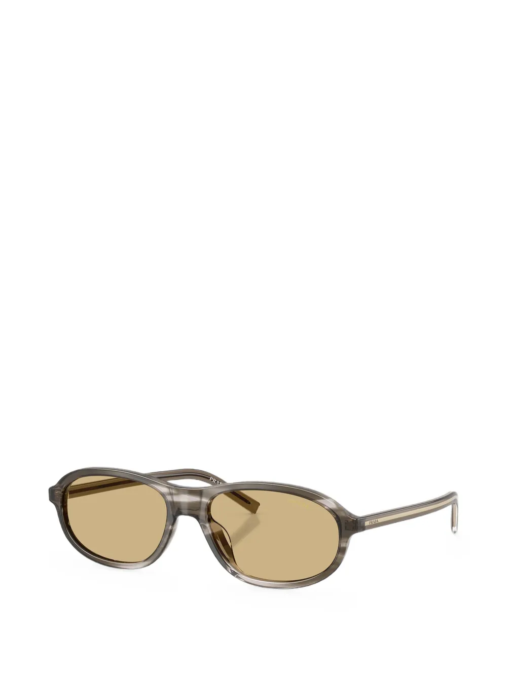 Prada Eyewear Gestreepte zonnebril met ovalen montuur Grijs