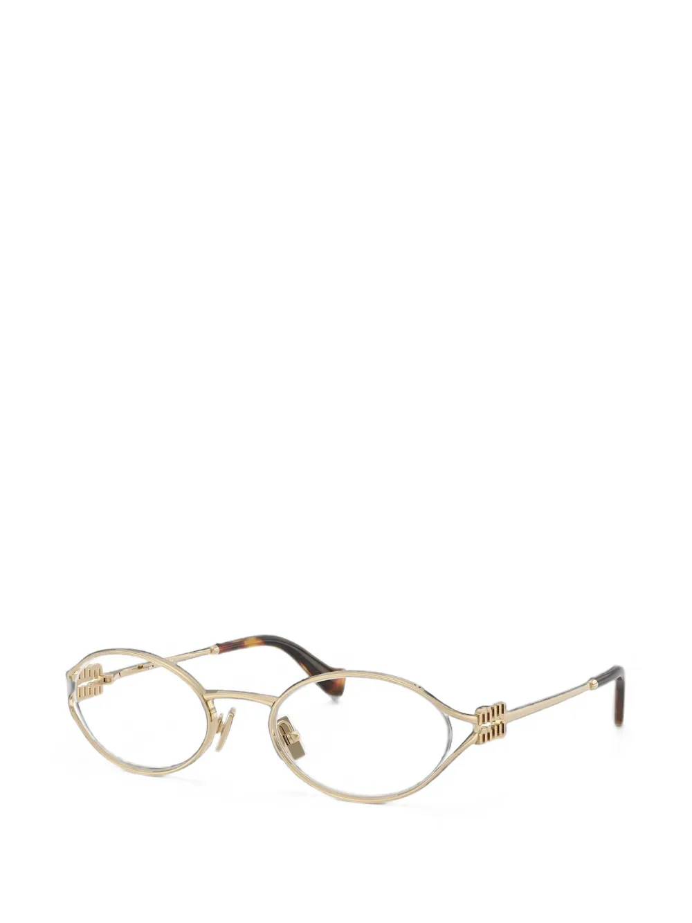 Miu Miu Eyewear logo-plaque oval-frame glasses - Oro
