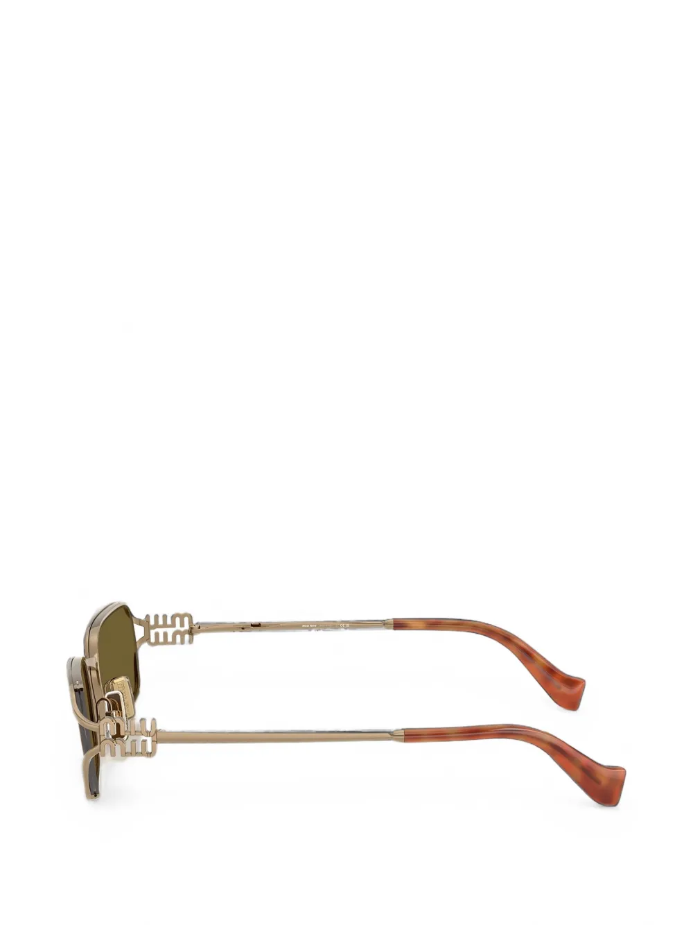 Miu Eyewear Zonnebril met rechthoekig montuur Goud