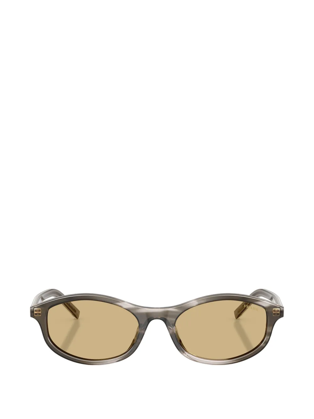 Prada Eyewear Gestreepte zonnebril met ovalen montuur Grijs