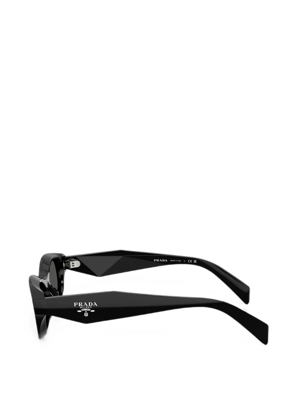 Prada Eyewear Zonnebril met ovaal montuur en sculpturale pootjes Zwart