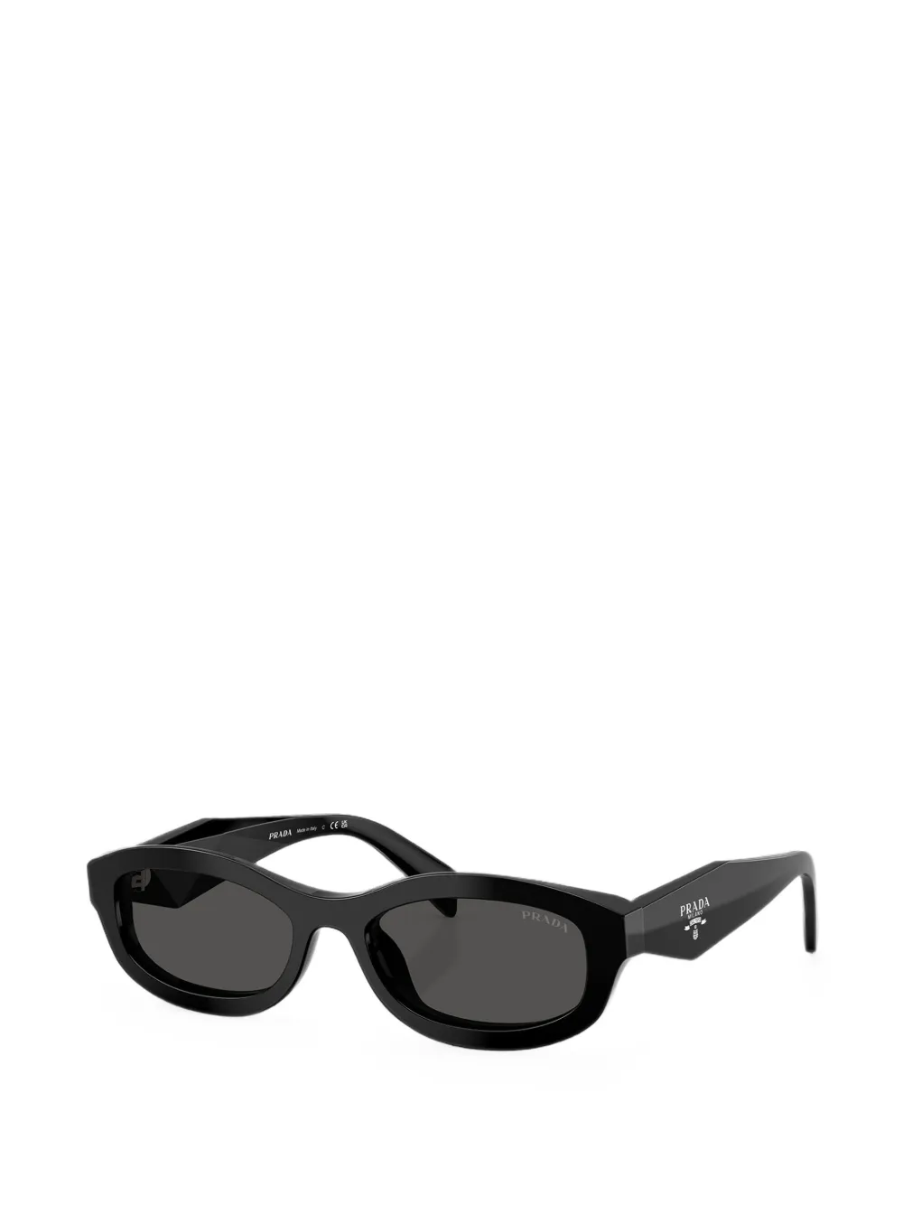 Prada Eyewear Zonnebril met ovaal montuur en sculpturale pootjes Zwart