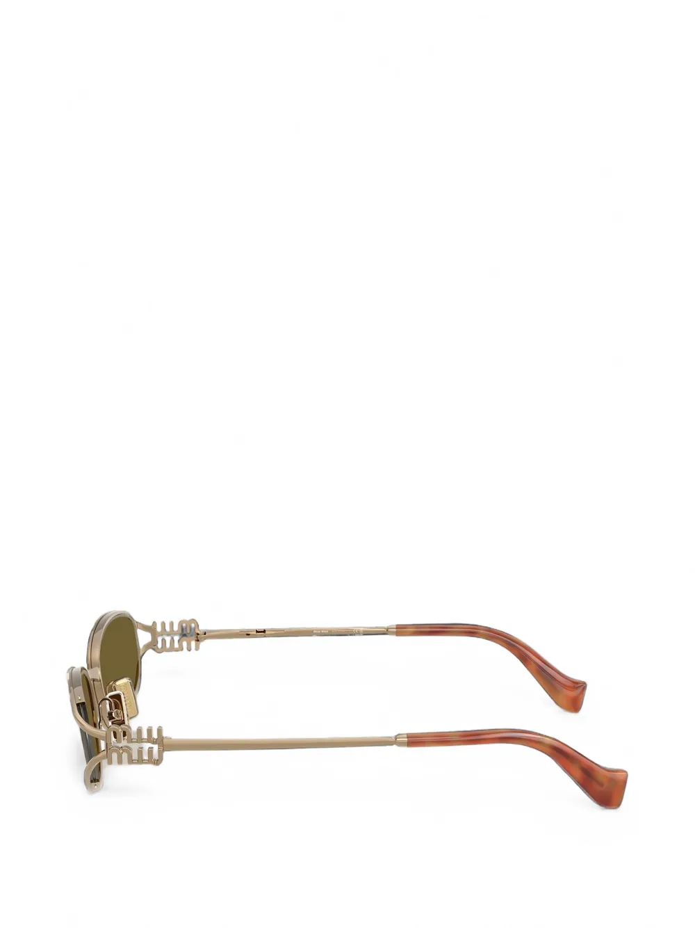 Miu Eyewear Zonnebril met ovalen montuur Goud