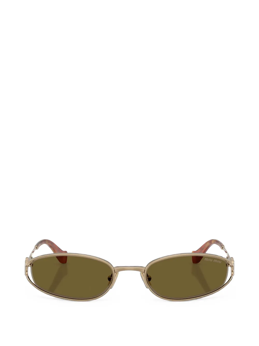 Miu Miu Eyewear logo-plaque oval-frame sunglasses - Oro