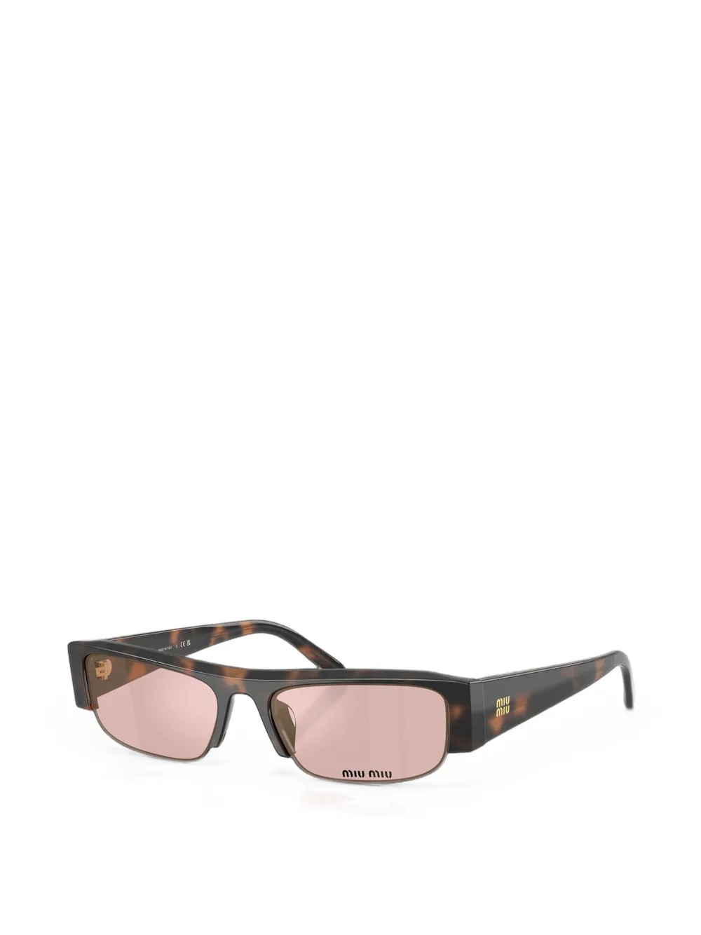 Miu Eyewear Zonnebril met rechthoekig montuur Bruin