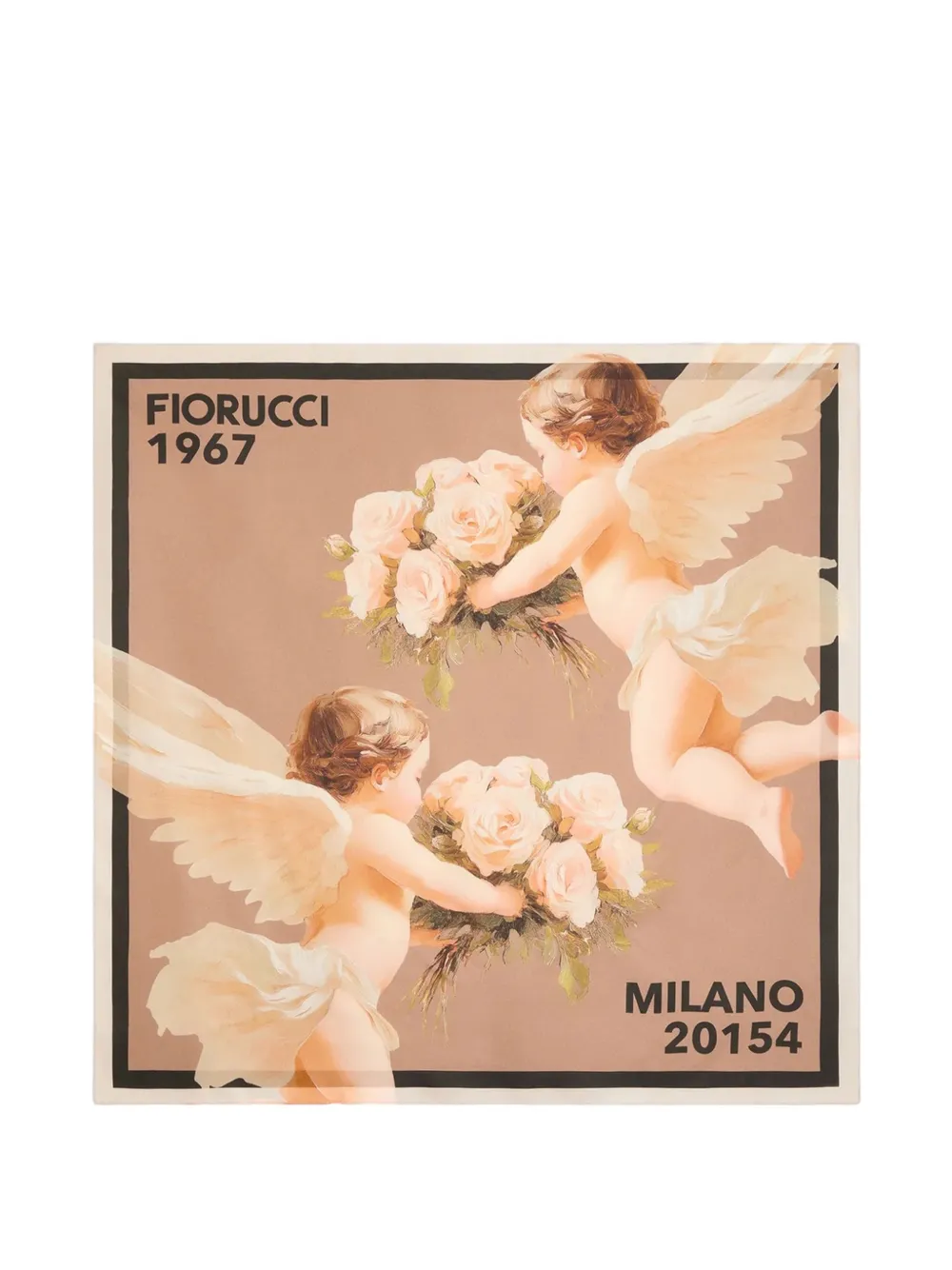 Fiorucci Bouquet Angels-print Silk-blend Scarf In Neutrals