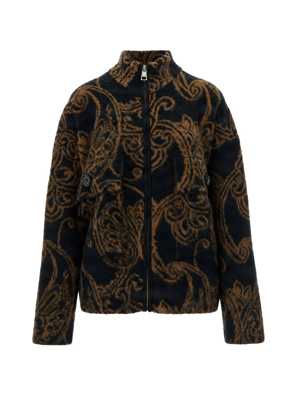 Liu •jo Jacquard Knit Bomber Jacket In Black