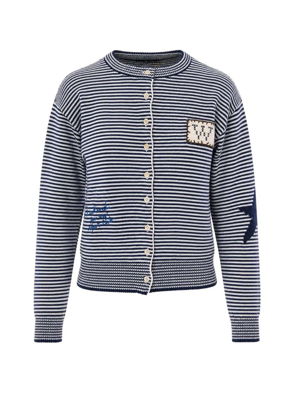 Max Mara striped patch-detail cardigan - Blu