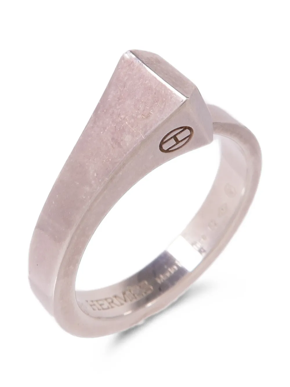 Hermès Pre-Owned Clou De Forge engraved-logo ring - Argento