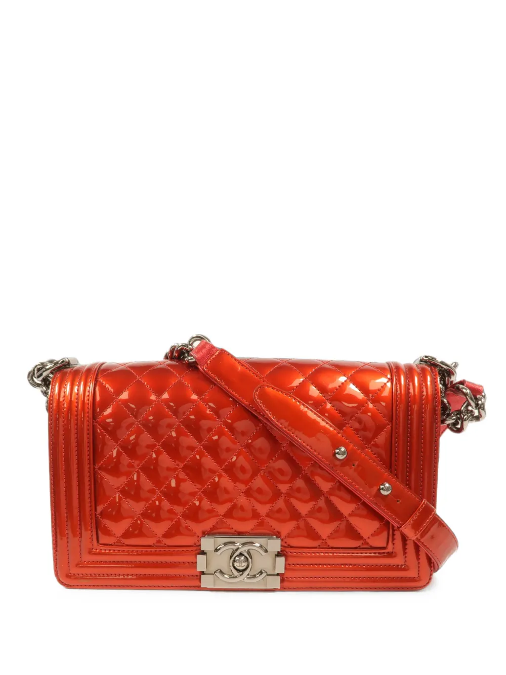 CHANEL Pre-Owned Boy diamond-quilted shoulder bag - Rosso