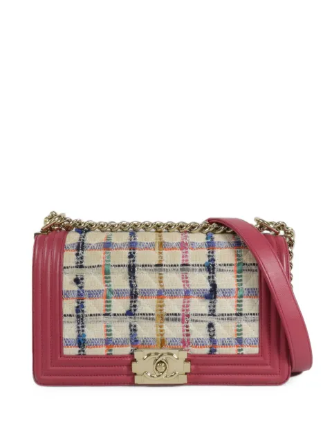 CHANEL Pre-Owned Boy CC push-lock tweed shoulder bag