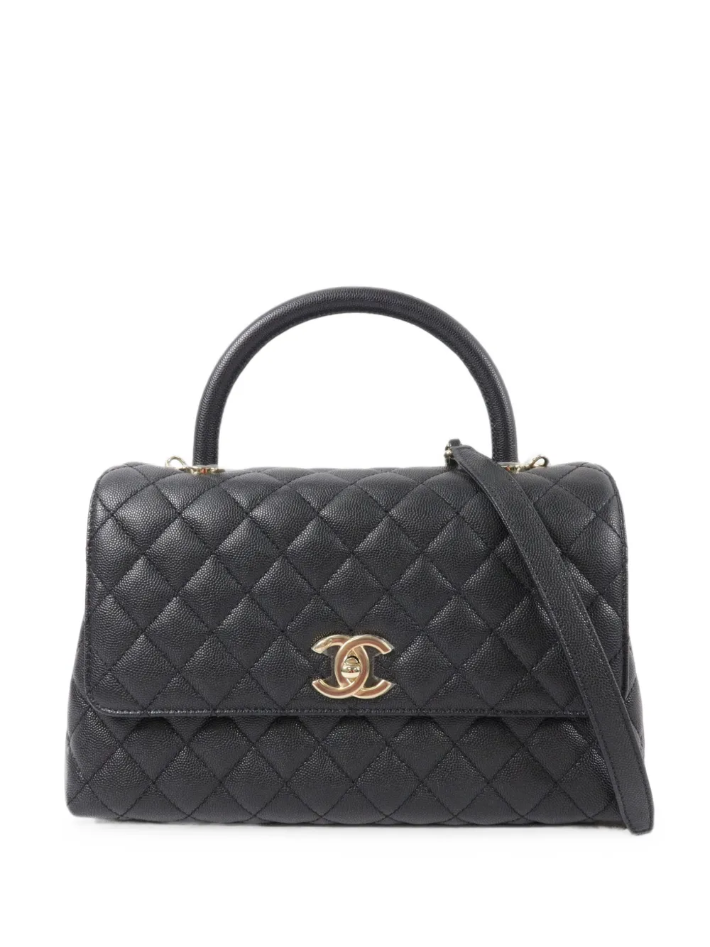 CHANEL Pre-Owned sac à main Coco Handle format moyen à double porté - Noir