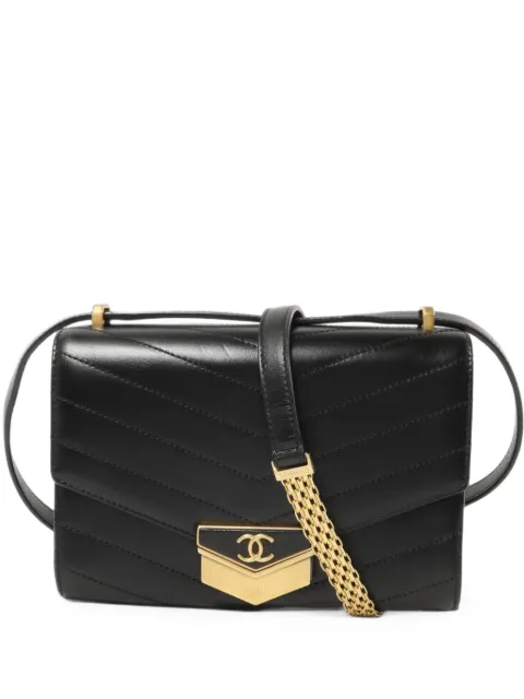 CHANEL Pre-Owned Chevron CC medal flap shoulder bag