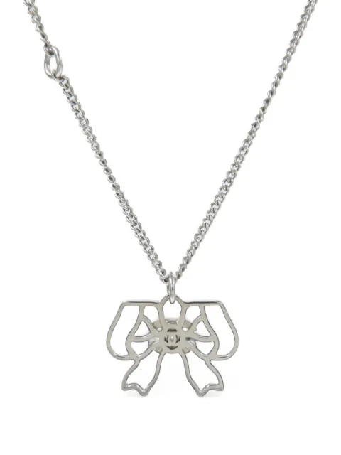 CHANEL Pre-Owned crystal CC bow necklace