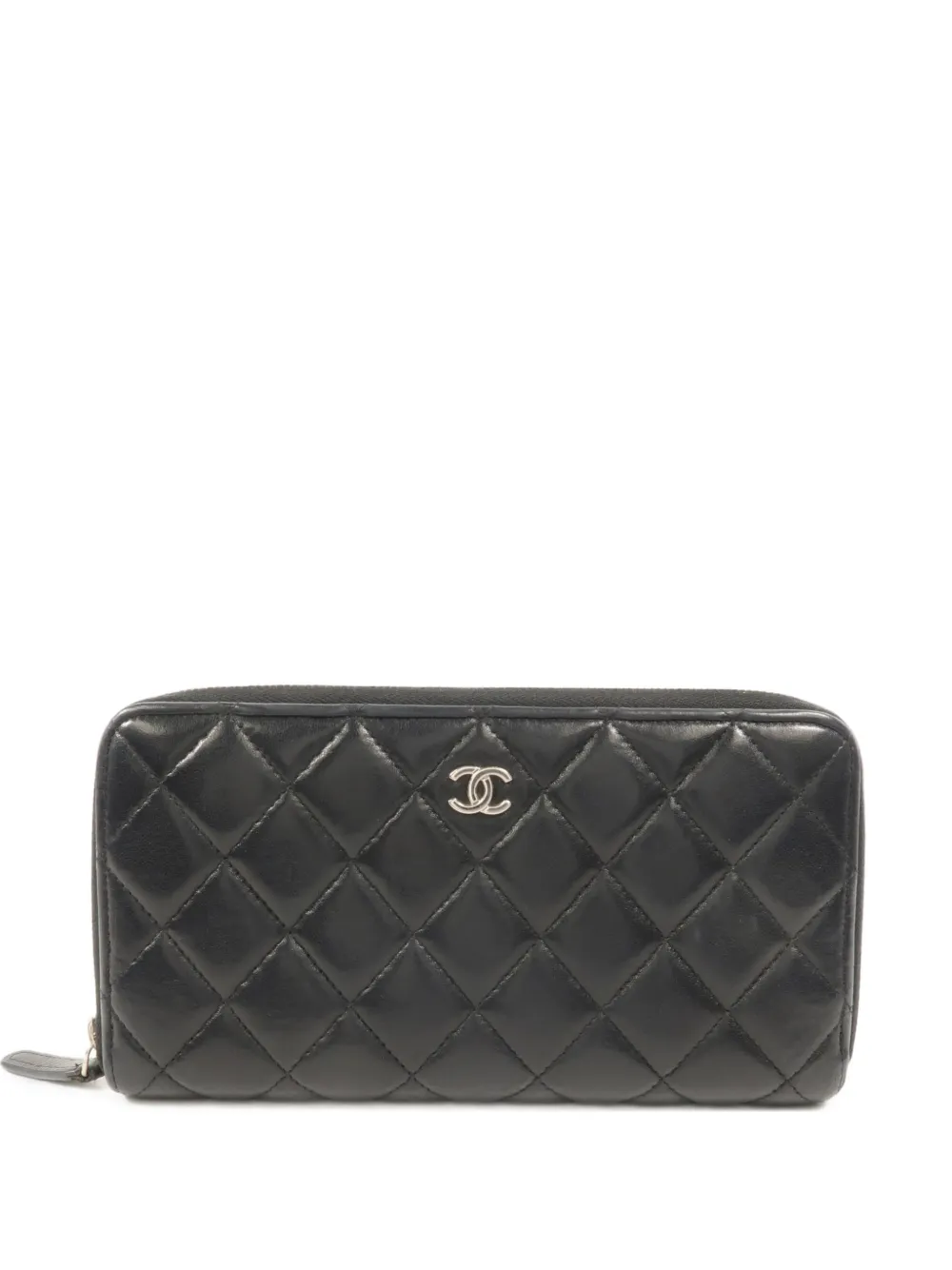 CHANEL Pre-Owned CC diamond-quilted long wallet - Nero
