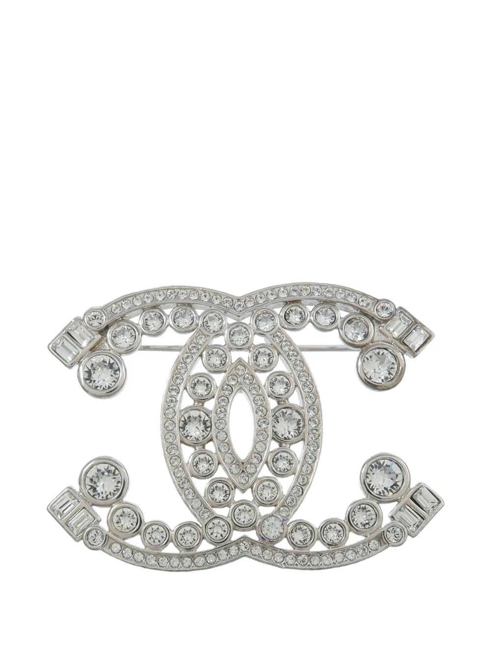 CHANEL Pre-Owned CC crystal-embellished brooch - Argento