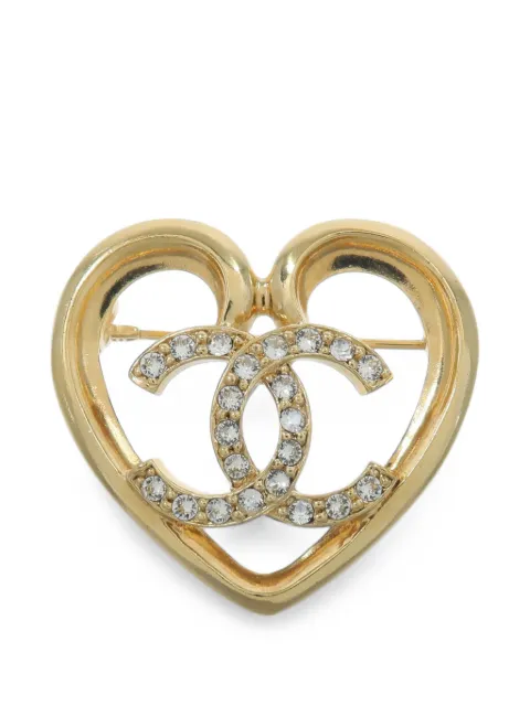 CHANEL Pre-Owned broche con forma de corazón y logo CC