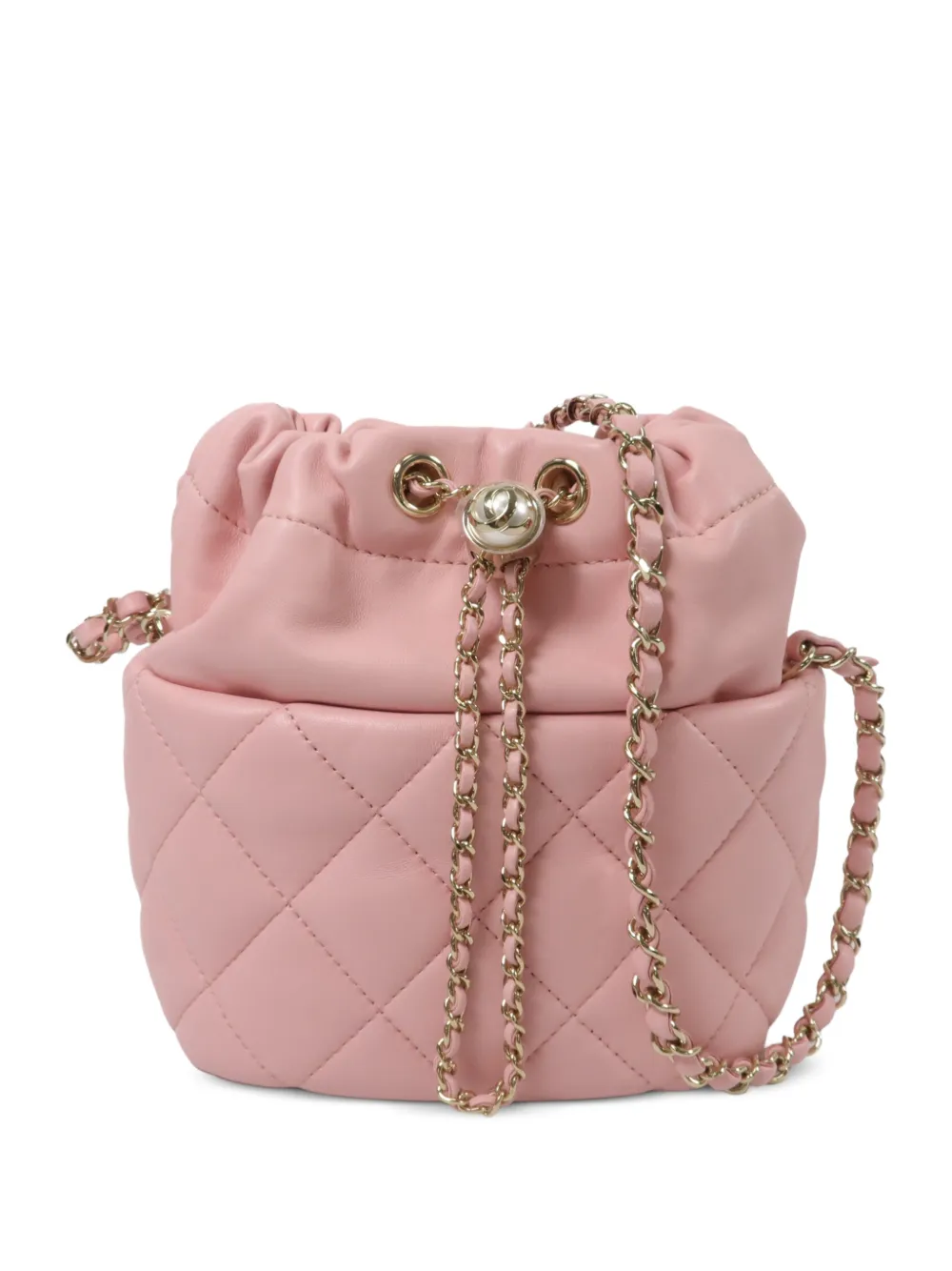 CHANEL Pre-Owned quilted CC drawstring bucket bag - Rosa