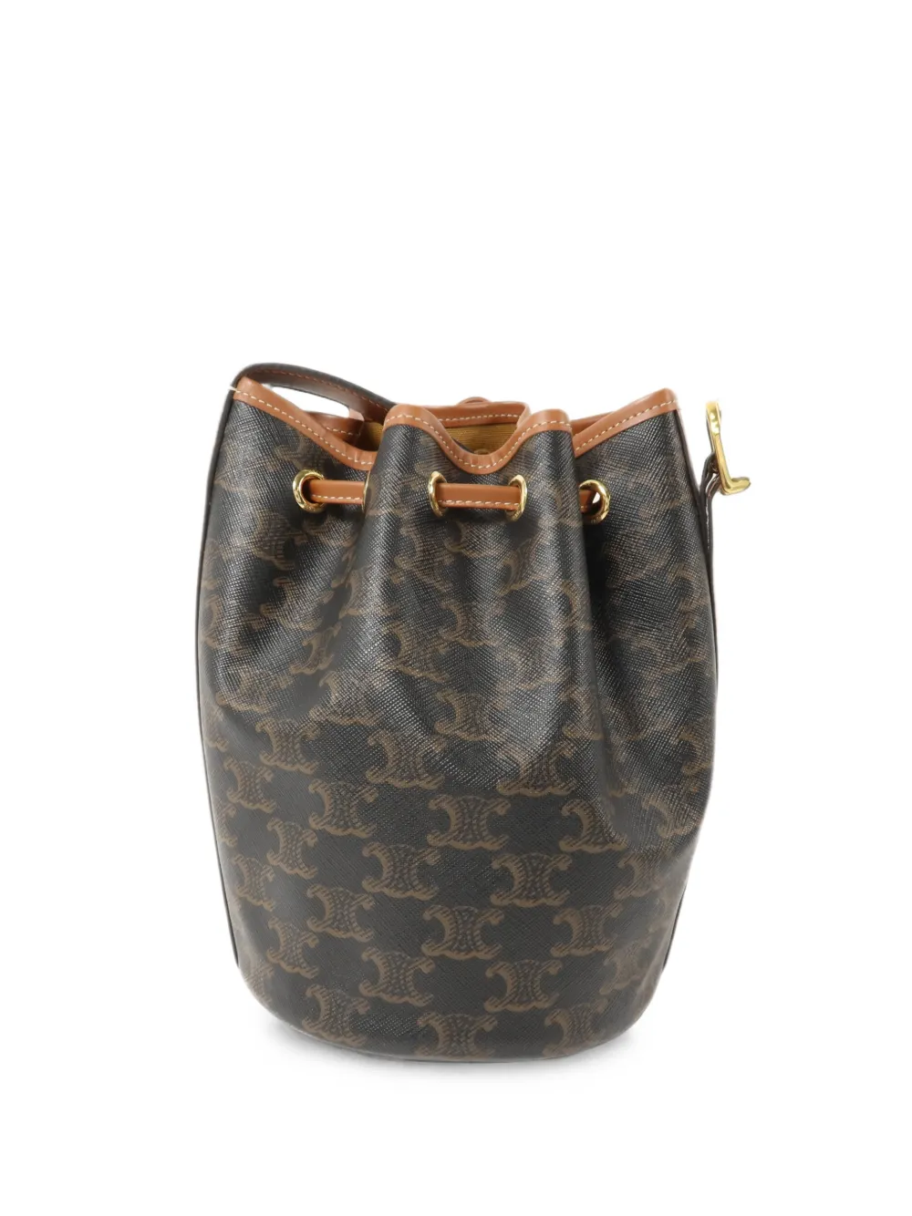 Celine Pre-Owned small Triomphe-canvas drawstring bucket bag - Marrone