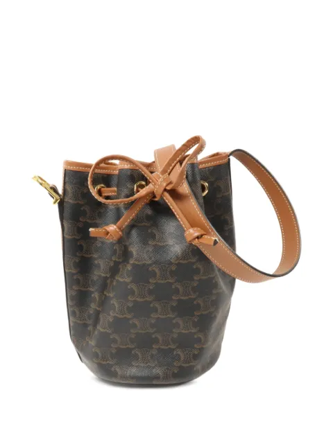 Celine Pre-Owned Triomphe 帆布抽绳小号水桶包