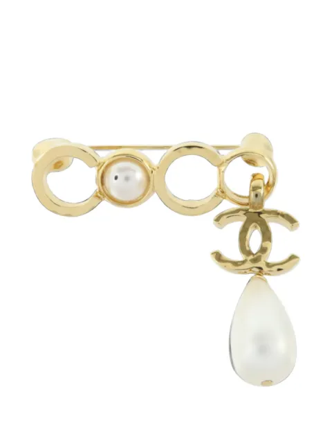 CHANEL Pre-Owned CC faux-pearl brooch