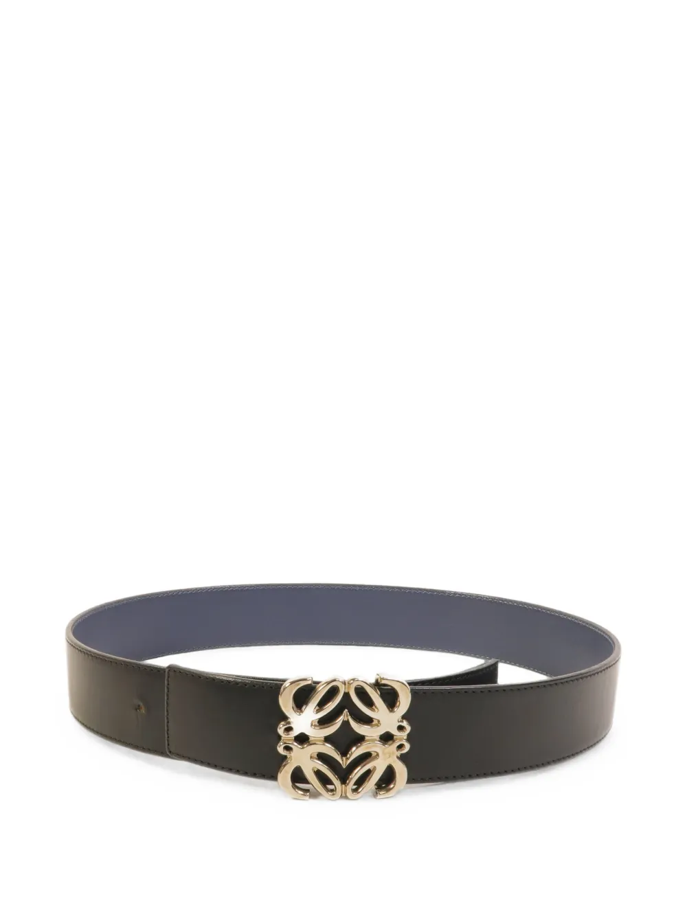Pre-owned Loewe Reversible Anagram Belt In Black