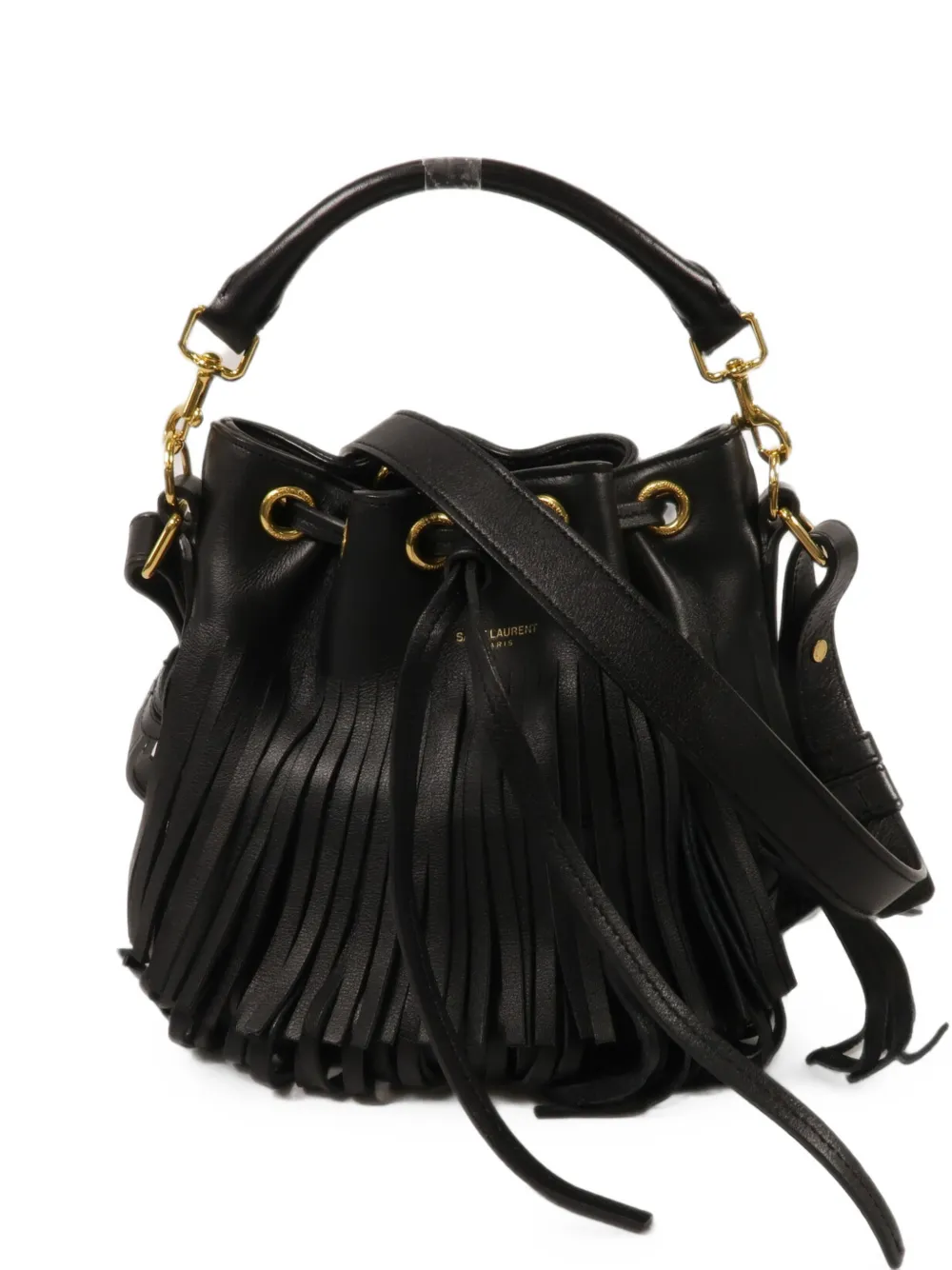 Saint Laurent Pre-Owned Emmandle fringed bucket bag - Nero