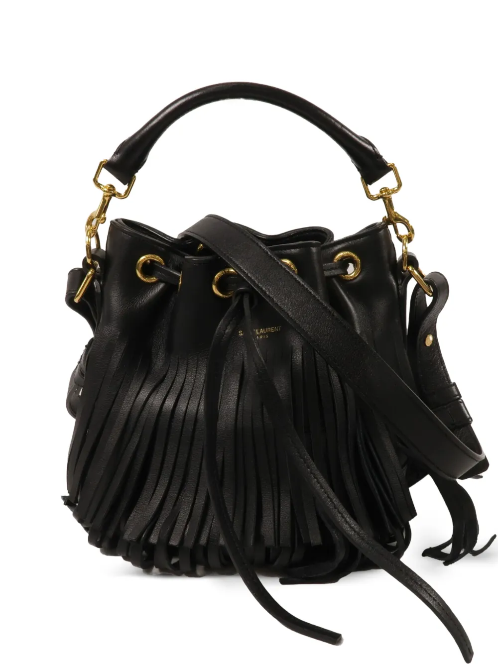 Saint Laurent Pre-Owned Emmandle fringed bucket bag - Nero