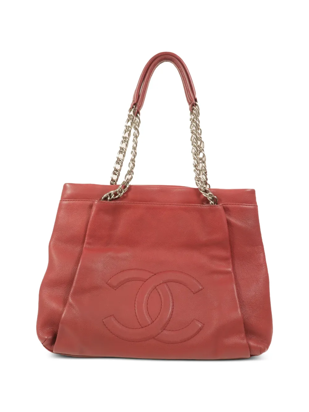 CHANEL Pre-Owned CC logo-patch tote bag - Rosso