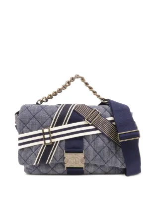 CHANEL Pre-Owned 2014 Classic Flap Crochet Shoulder Bag | Blue