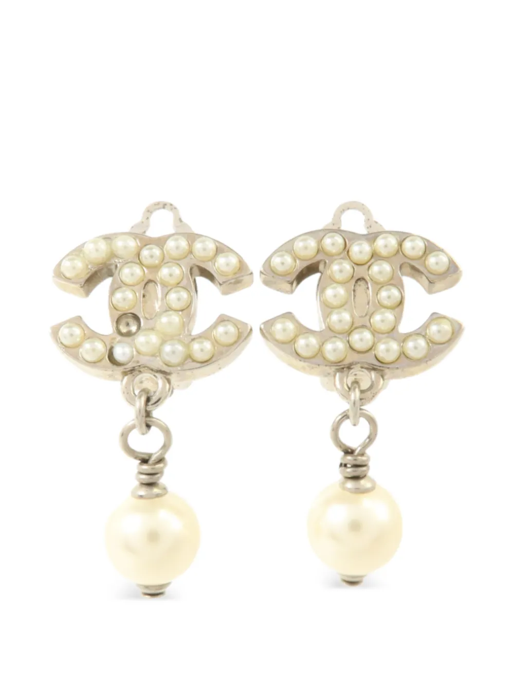 CHANEL Pre-Owned CC drop earrings - Argento