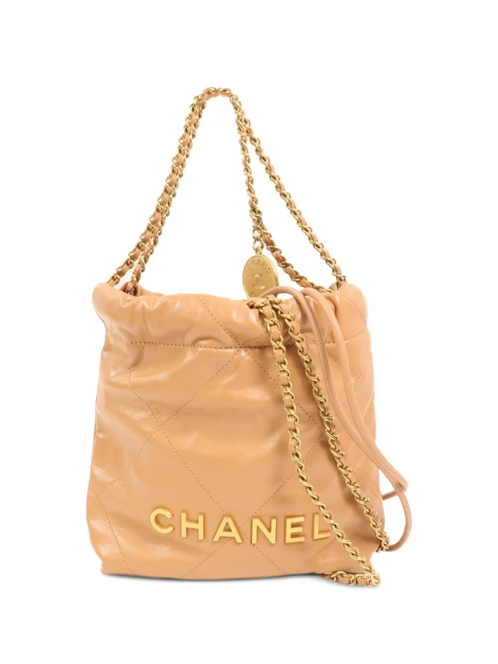 CHANEL Pre-Owned mini Chanel 22 quilted bucket bag - Toni neutri