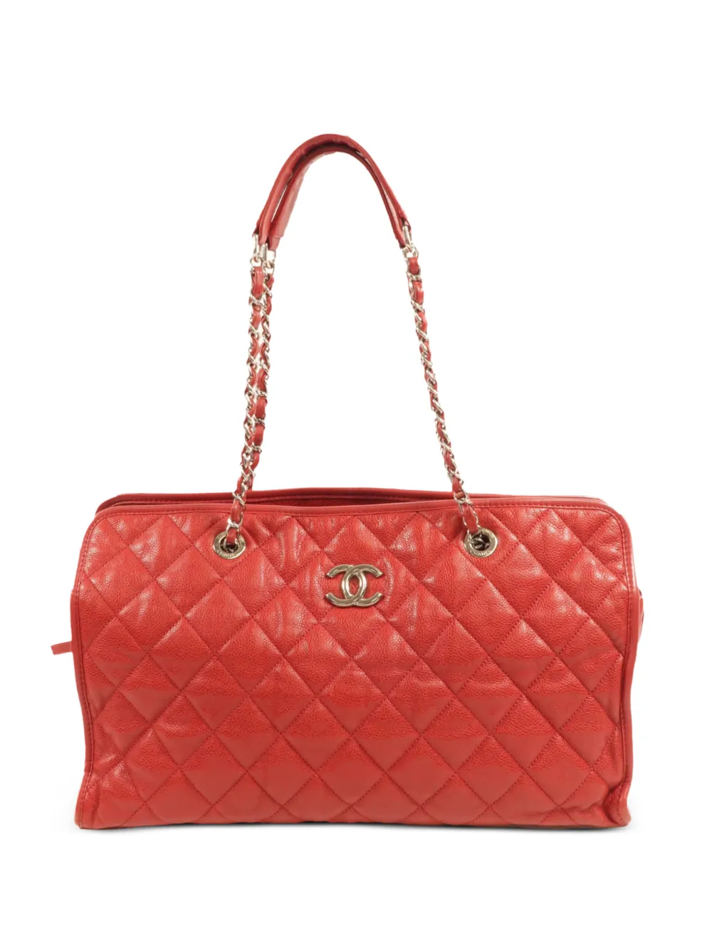 CHANEL Pre-Owned CC logo-plaque quilted shoulder bag - Rosso