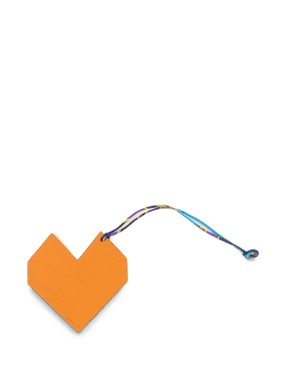 Pre-owned Hermes Petit H Heart Bag Charm In Orange