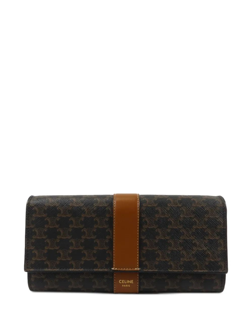 Celine Pre-Owned Triomphe canvas long wallet - Marrone