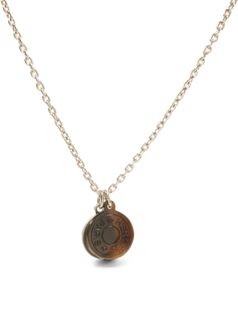 Pre-owned Hermes Carrousel Pendant Necklace In Silver