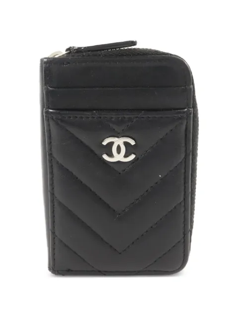 CHANEL Pre-Owned CC chevron-quilted card case