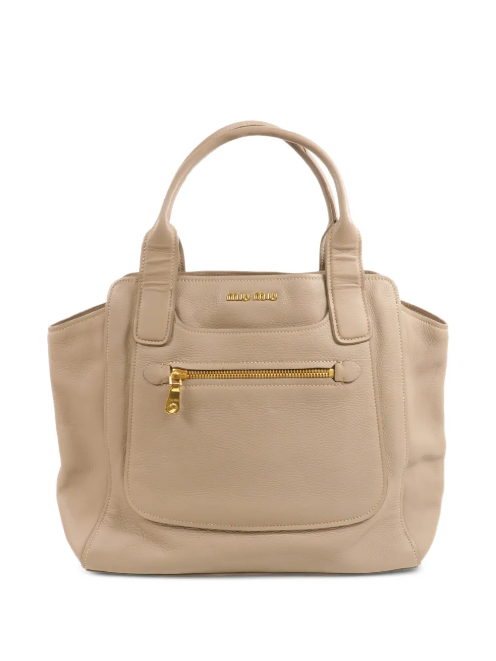 Miu Miu Pre-Owned sac à main en cuir à détail de logo - Tons neutres Miu Miu Pre-Owned sac à main en cuir à détail de logo - Tons neutres