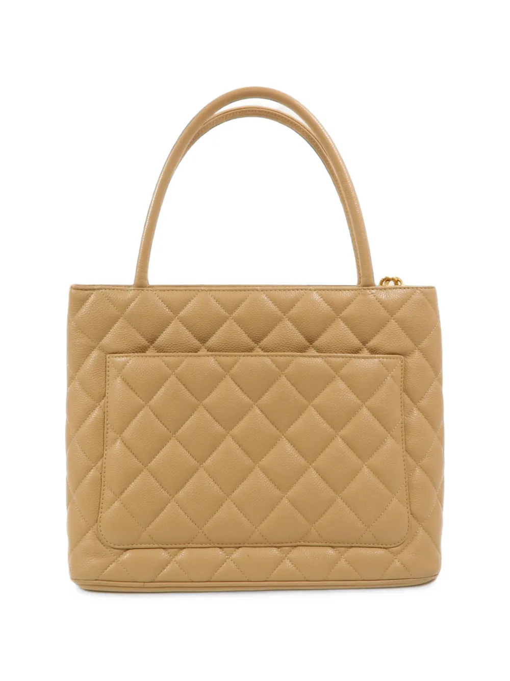 CHANEL Pre-Owned CC Medallion leren shopper Beige