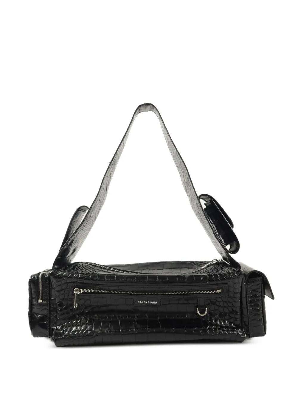 Balenciaga Pre-Owned SuperBusy Schultertasche mit Kroko-Effekt - Schwarz