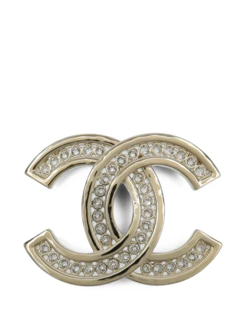 CHANEL Pre-Owned CC crystal-embellished brooch