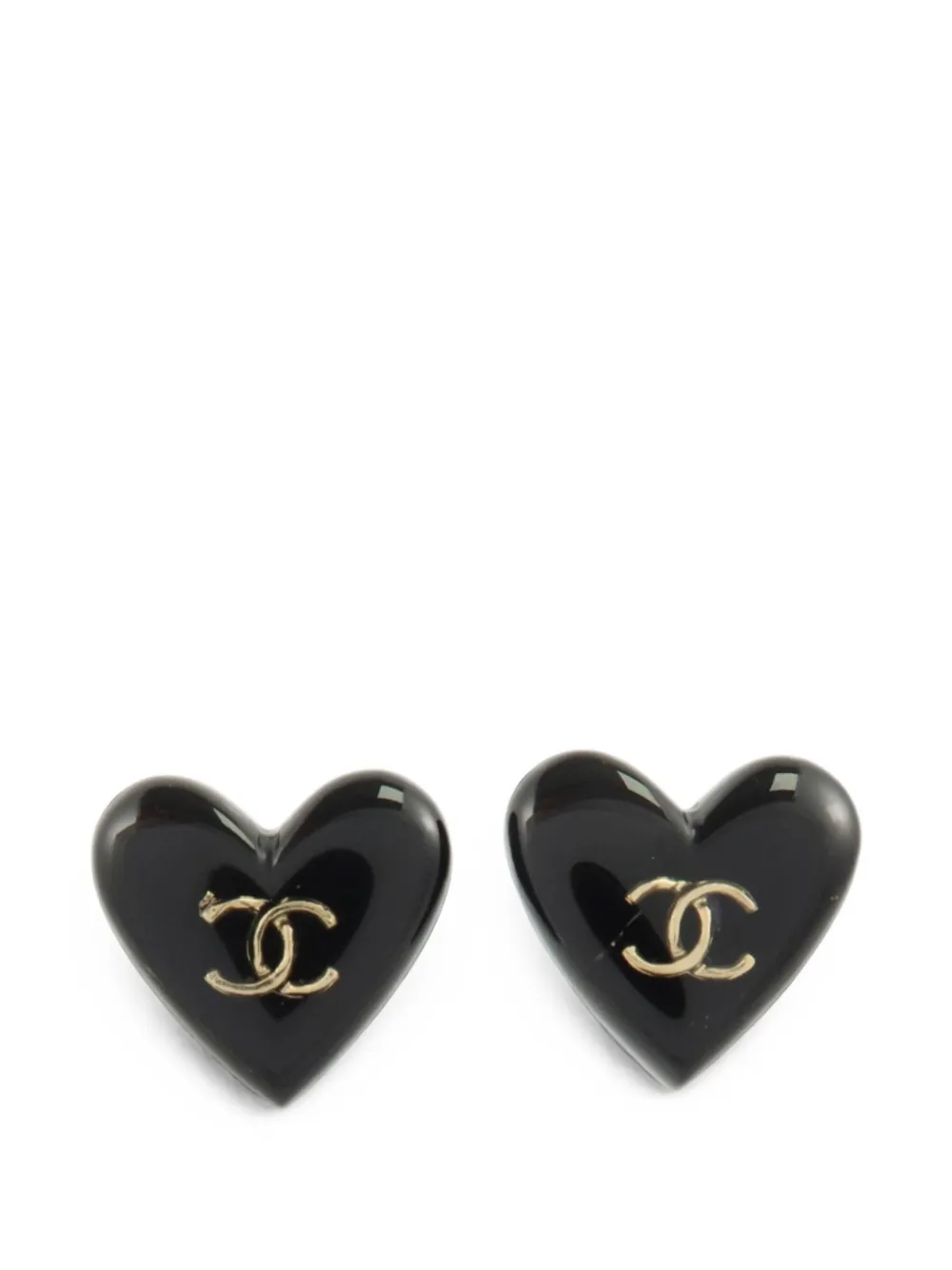 CHANEL Pre-Owned CC-logo heart-shape earrings - Nero