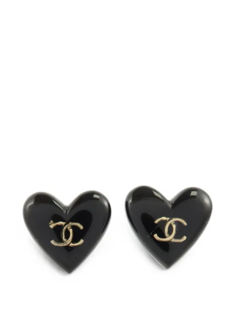 CHANEL Pre-Owned CC-logo heart-shape earrings