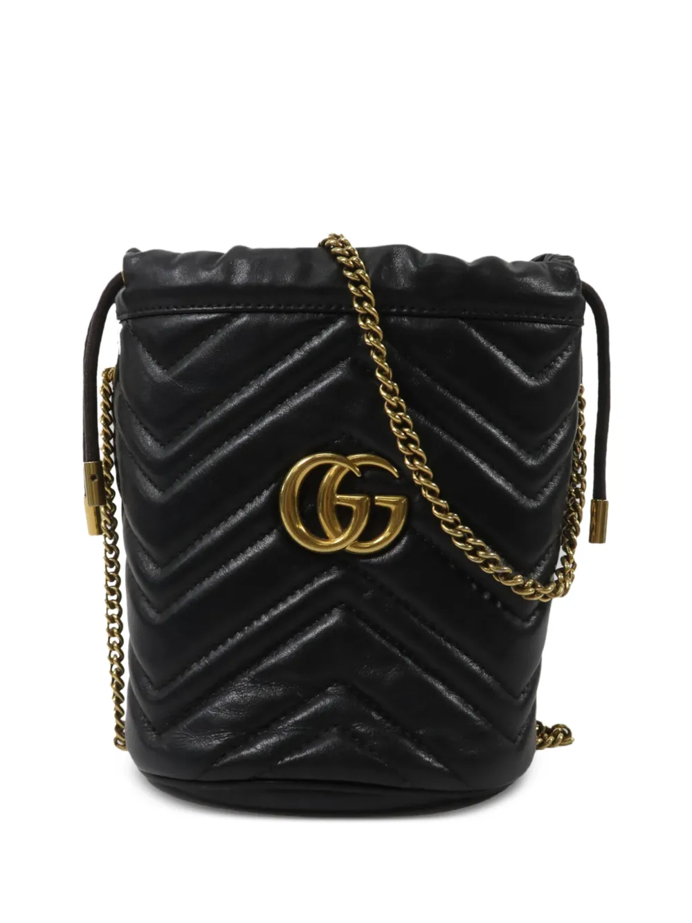 Gucci Pre-Owned mini sac seau à logo GG Marmont - Noir Gucci Pre-Owned mini sac seau à logo GG Marmont - Noir