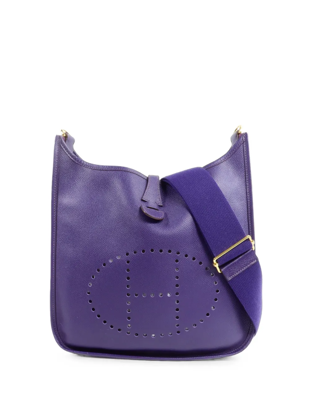 Pre-owned Hermes Evelyne Pm Leather Shoulder Bag In Purple