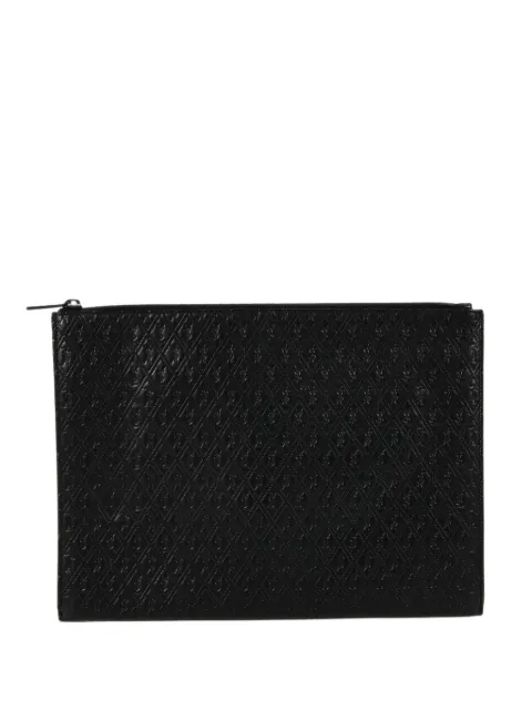 Saint Laurent Pre-Owned embossed-logo leather clutch bag